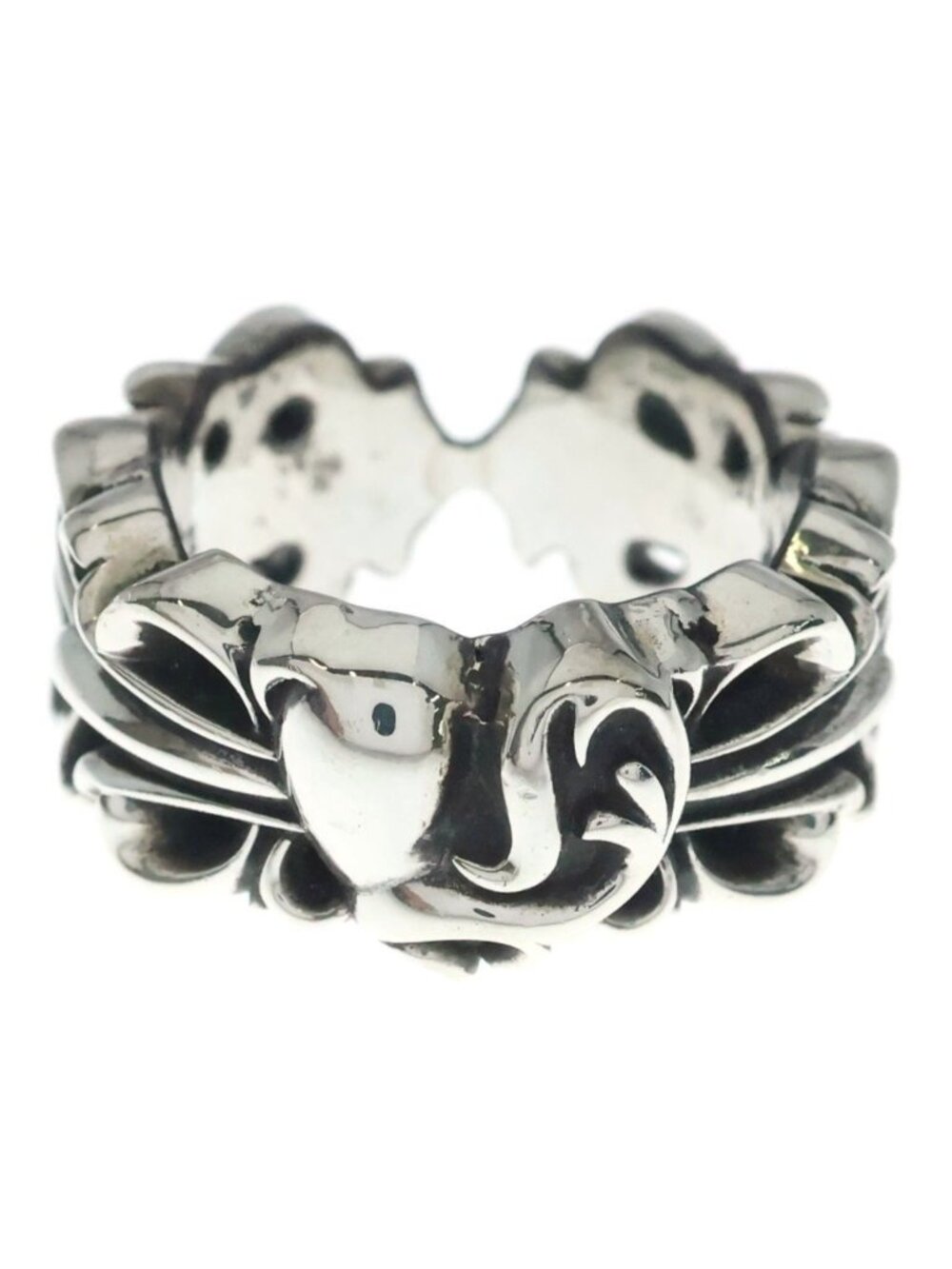 Chrome Hearts Dbl Floral Heart Double Cross Silver Ring